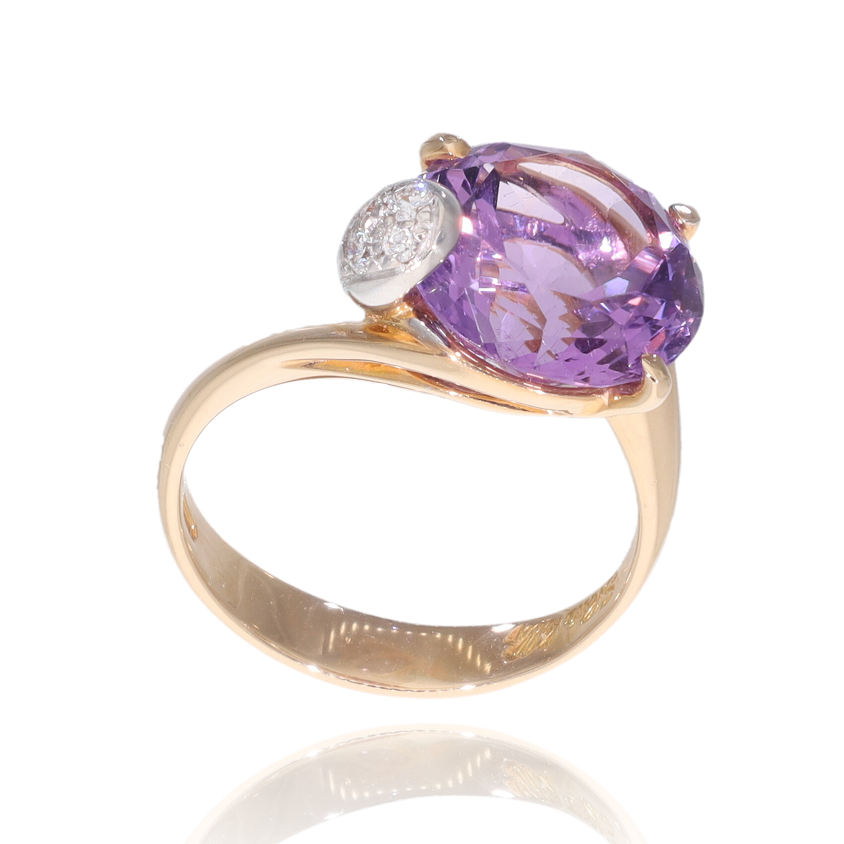 Anello Pinky In Oro Giallo 10K Con Ametista Rosa E Farfalla | Taglia 4 | Gioiello Delicato Per Bambini O Donne